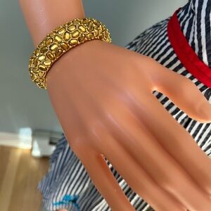 Vintage Kenneth Jay Lane Gold Crystal-Embellished Bangle Bracelet